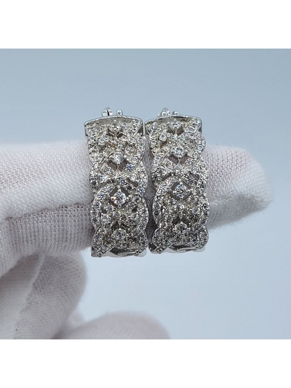 Silver 925 Crystal Hoop Earrings #2460
